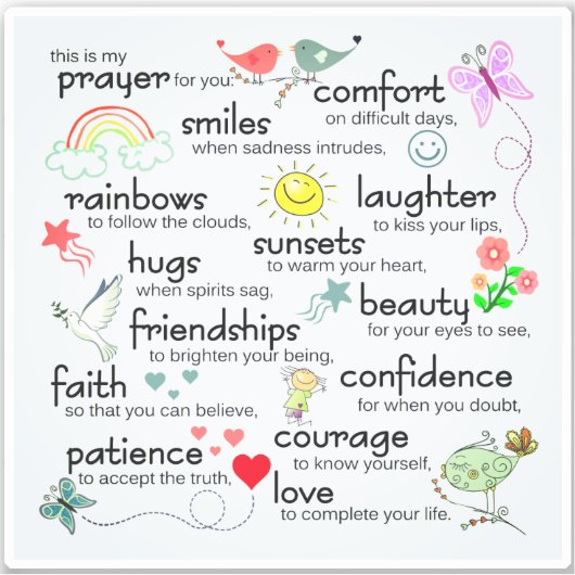 Mein Gebet für euch Segnungen Aufkleber (Vorderseite)