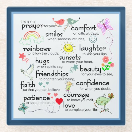 Mein Gebet für euch Segnungen Glasuntersetzer (Vorderseite)