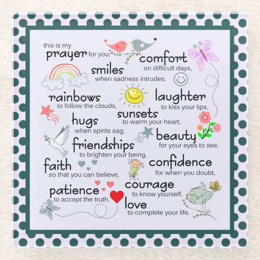 Mein Gebet für Sie Glasuntersetzer (Vorderseite)