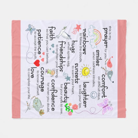 Mein Gebet für Sie | rosa Rose Fleecedecke (Vorderseite (Horizontal))