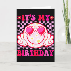 Mein Geburtstag Groovy Smiley Gesicht Frauen Mädch Karte