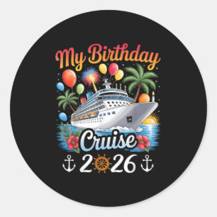 Mein Geburtstag Kreuzfahrt 2026 Familie Kreuzfahrt Runder Aufkleber