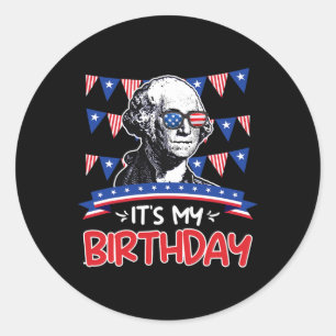 Mein Geburtstag Unabhängigkeitstag George Washingt Runder Aufkleber