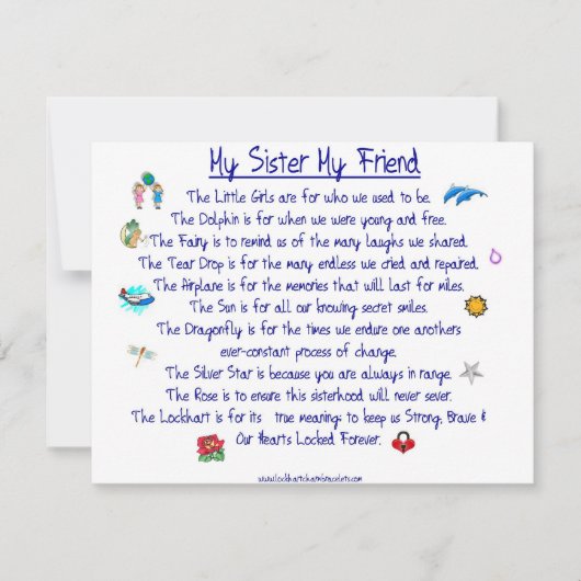 Mein Gedicht SISTER My Friend mit Grafiken Einladung (Vorderseite)