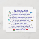 Mein Gedicht SISTER My Friend mit Grafiken Einladung (Vorne/Hinten)