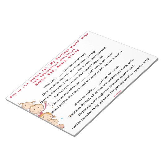 Mein Gefühl-Gedicht wird leer ausgefüllt Notizblock (angewinkelt)