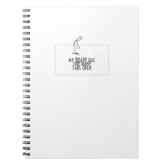 Mein Gehirn hat zu viele Tabs auf dem offenen Comp Notizblock (Vorderseite)