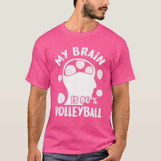 Mein Gehirn ist 80 Volleyball-Geschenk Mädchen T-Shirt