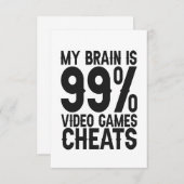 Mein Gehirn ist 99 Video Games Cheats Funny Gamer Dankeskarte (Vorne/Hinten)