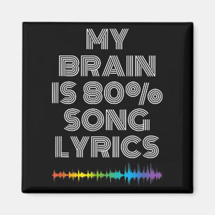 Mein Gehirn ist zu 80% Song-Texte Funny Music Love Magnet
