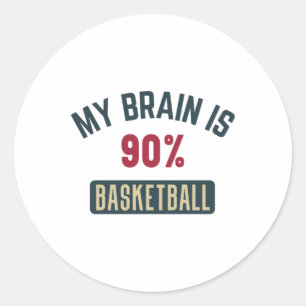 Mein Gehirn ist zu 90 % Basketball (voll) Runder Aufkleber