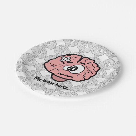 Mein Gehirn tut weh Pappteller (Schrägansicht)