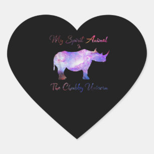 Mein Geist Tier Der Chubby Einhorn Adorable Rhino Herz-Aufkleber