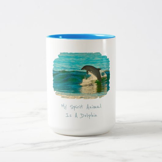 Mein Geisttier ist ein Delphin Zweifarbige Tasse (Mittel)
