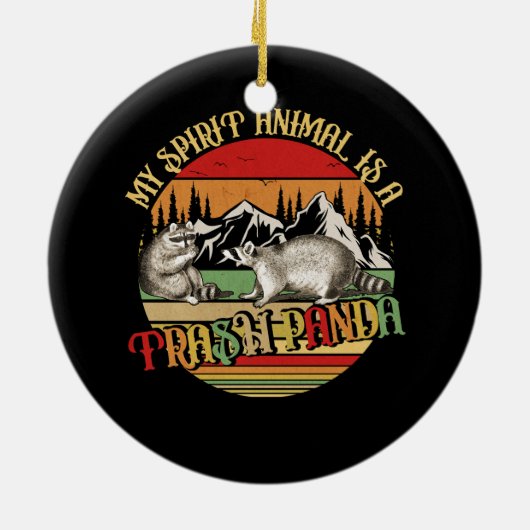 Mein Geisttier ist ein Mülleimer Panda Racoon Vint Keramik Ornament (Hinten)