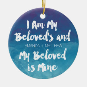 Mein geliebtes ist meins der blaue personalisierte keramikornament