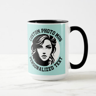 Mein Gesicht auf einem großen, türkisgrünen, indiv Tasse