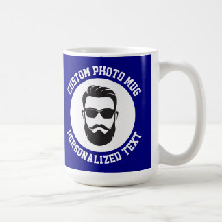 Mein Gesicht auf einem NAVYBLAUEN großen benutzerd Kaffeetasse