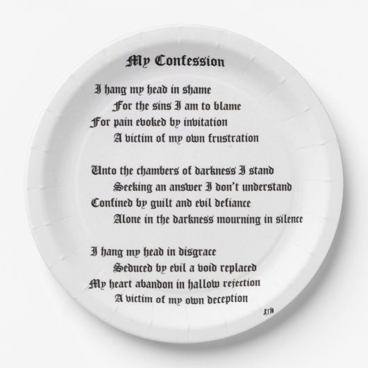 Mein Geständnis Pappteller (Vorderseite)