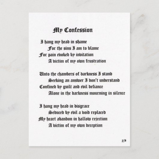 Mein Geständnis Postkarte (Vorderseite)