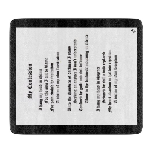 Mein Geständnis Schneidebrett (Vorderseite)