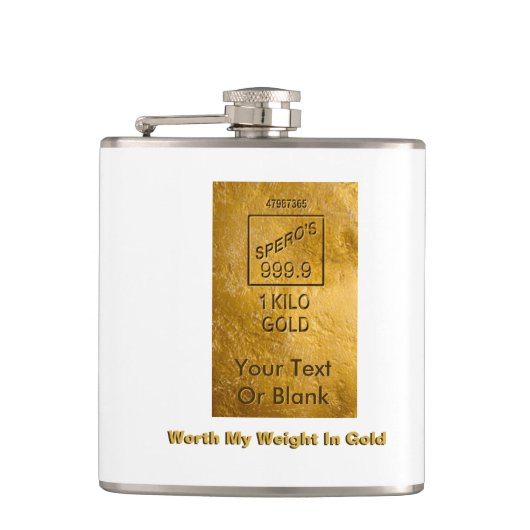 Mein Gewicht in Gold Flachmann (Vorderseite)