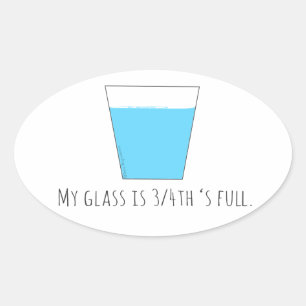 Mein Glass ist 3/4 voll Ovaler Aufkleber