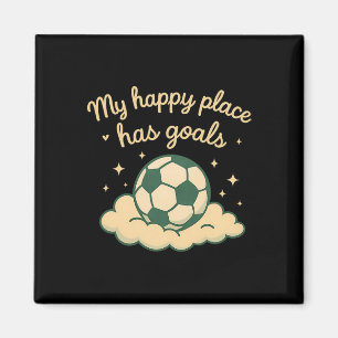 Mein glücklicher Ort hat Ziele Pastell Fußball Fan Magnet