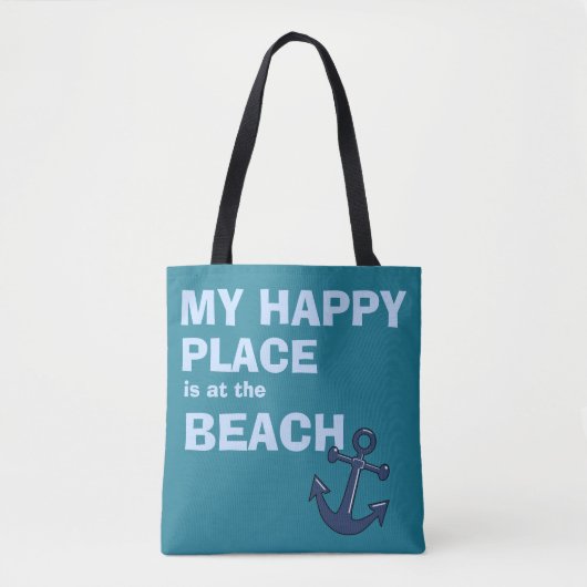 Mein glücklicher Platz ist an der Strand-Strand Tasche (Vorderseite)