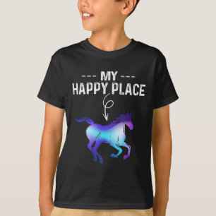 Mein glücklicher Platz Reiten Reitpferd Reittier L T-Shirt