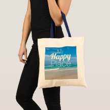 Mein glücklicher Platz schöne Beach Tote Tag