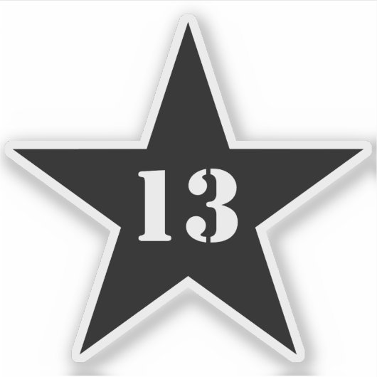 Mein Glücksstern - Nummer 13 (schwarz) Aufkleber (Vorderseite)
