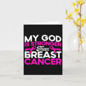 Mein Gott ist ein stärkeres rosa Brustkrebs-Bewuss Karte (Gelbe Blume)