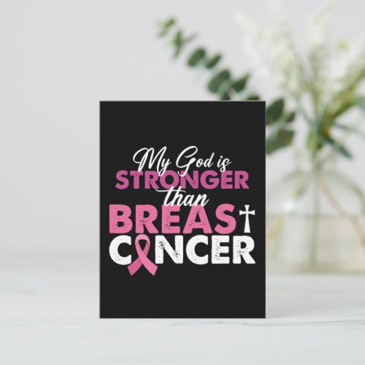 Mein Gott ist stärker als Brustkrebs Christlich Postkarte (Stehend Vorderseite)