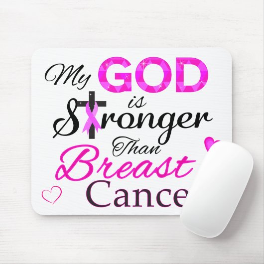 Mein Gott ist stärker als Brustkrebs Mousepad (Mit Mouse)