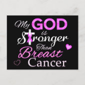 Mein Gott ist stärker als Brustkrebs Postkarte (Vorderseite)