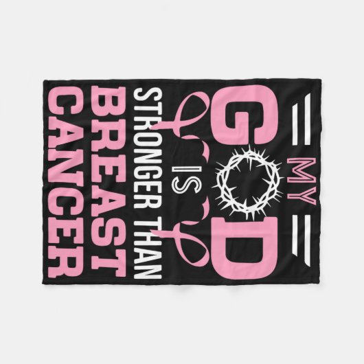 Mein Gott ist stärker als das Brustkrebs-Bewusstse Fleecedecke (Vorderseite (Horizontal))