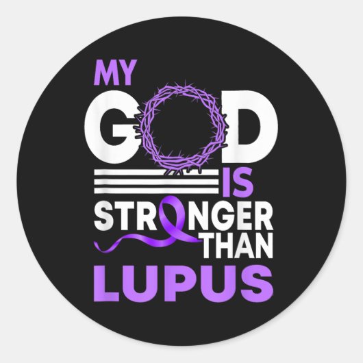 Mein Gott ist stärker als das Lupus Awareness Ribb Runder Aufkleber (Vorderseite)
