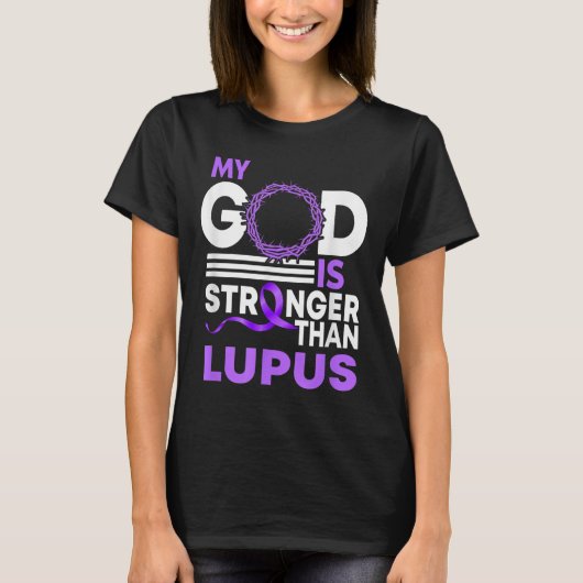 Mein Gott ist stärker als das Lupus Awareness Ribb T-Shirt (Vorderseite)