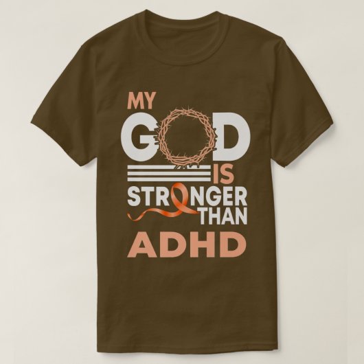 Mein Gott ist stärker als die adhd Awareness Ribbo T-Shirt (Design vorne)