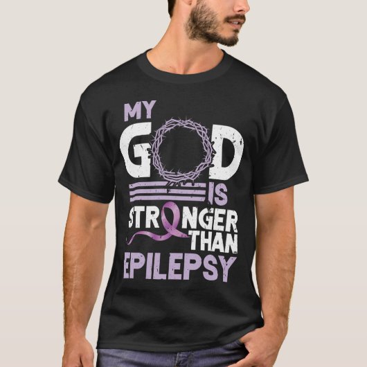 Mein Gott ist stärker als die Epilepsie-Bewusstsei T-Shirt (Vorderseite)