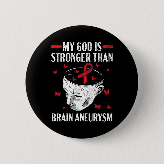 Mein Gott ist stärker als Gehirnaneurysma Aneurysm Button (Vorderseite)