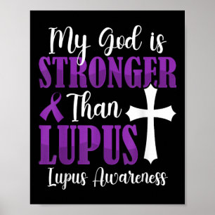 Mein Gott ist stärker als Lupus Lila Ribbon Lupus Poster