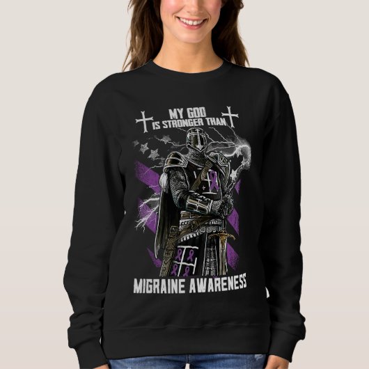 Mein Gott ist stärker als Migräne-Bewusstsein Sweatshirt (Vorderseite)