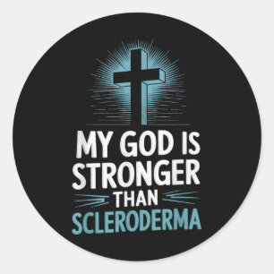 Mein Gott ist stärker als Skleroderma Runder Aufkleber
