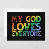 Mein Gott Liebe Jeder (Regenbogen, rau) Postkarte (Vorne/Hinten)