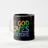 Mein Gott Liebe Jeder (Regenbogen, rau) Zweifarbige Tasse (Vorderseite Links)