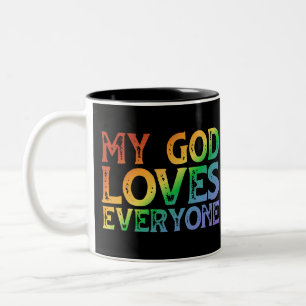 Mein Gott Liebe Jeder (Regenbogen, rau) Zweifarbige Tasse