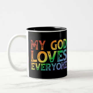 Mein Gott Liebe Jeder (Regenbogen, rau) Zweifarbige Tasse