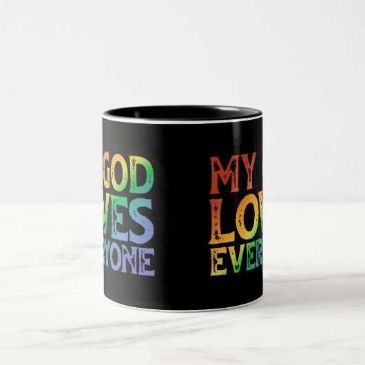 Mein Gott Liebe Jeder (Regenbogen, rau) Zweifarbige Tasse (Mittel)